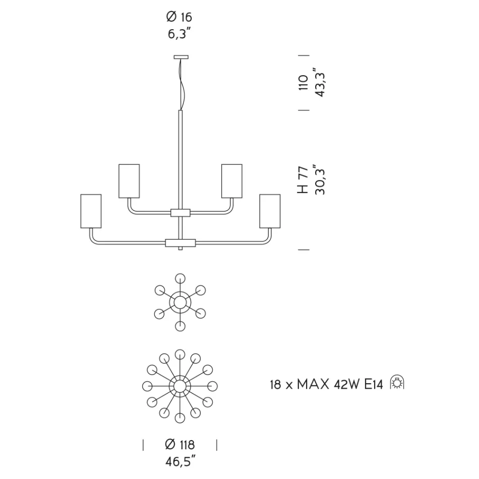Candelabru din sticlă venețiană cu 18 lumini, realizat manual, fabricat în Italia - Graham Viadurini