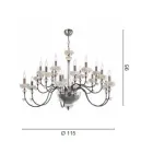 Candelabru clasic cu 18 lumini din porțelan și sticlă suflată de lux - Eteria Viadurini