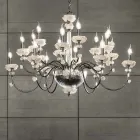 Candelabru clasic cu 18 lumini din porțelan și sticlă suflată de lux - Eteria Viadurini