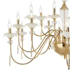 Candelabru clasic cu 18 lumini din sticlă, cristal și metal de lux - Flandra Viadurini