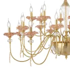 Candelabru clasic cu 18 lumini din sticlă, cristal și metal de lux - Flandra Viadurini