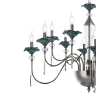 Candelabru clasic cu 18 lumini din sticlă, cristal și metal de lux - Flandra Viadurini