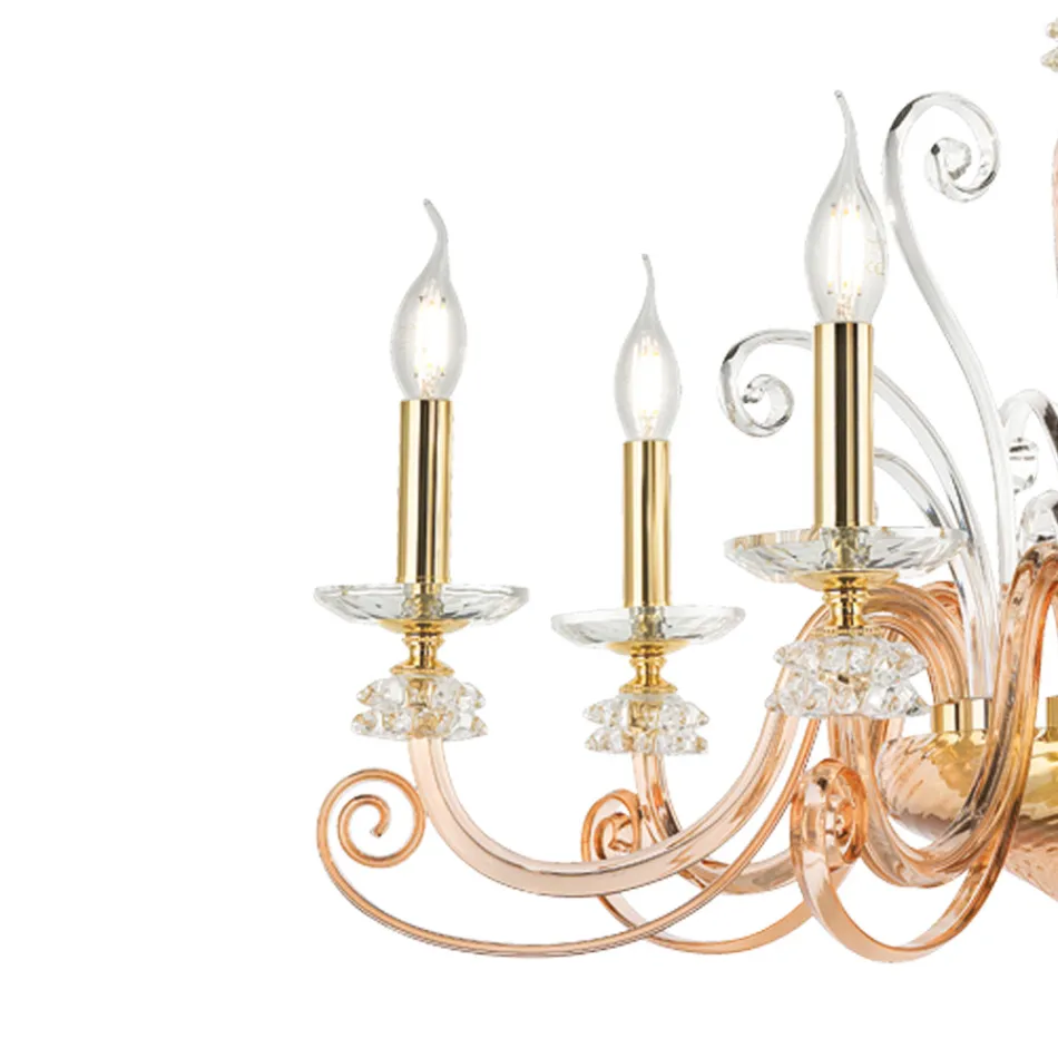 Candelabru cu 18 lumini din sticla suflata si cristal clasic de lux - Cassea Viadurini