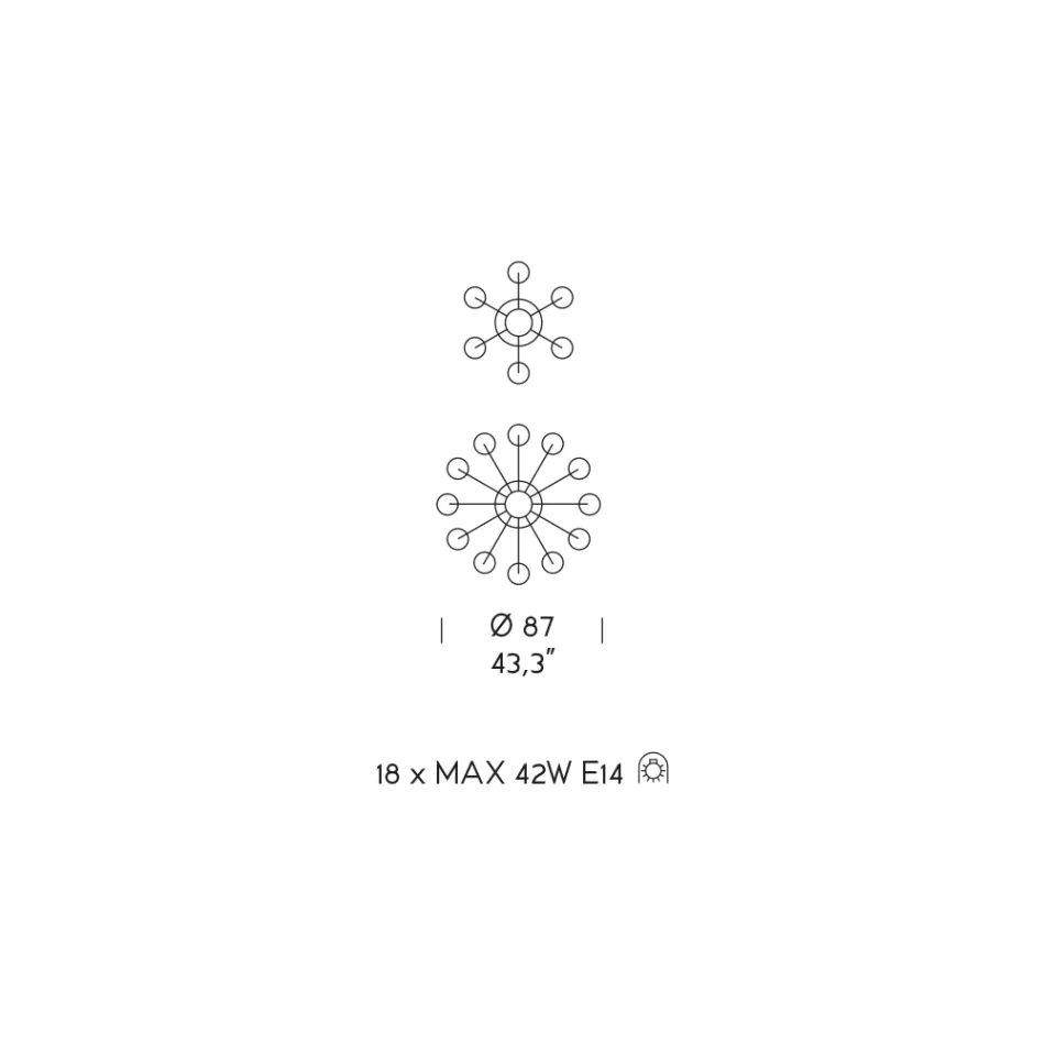 Candelabru cu 18 lumini din sticlă venețiană și metal clasic - stil florentin Viadurini