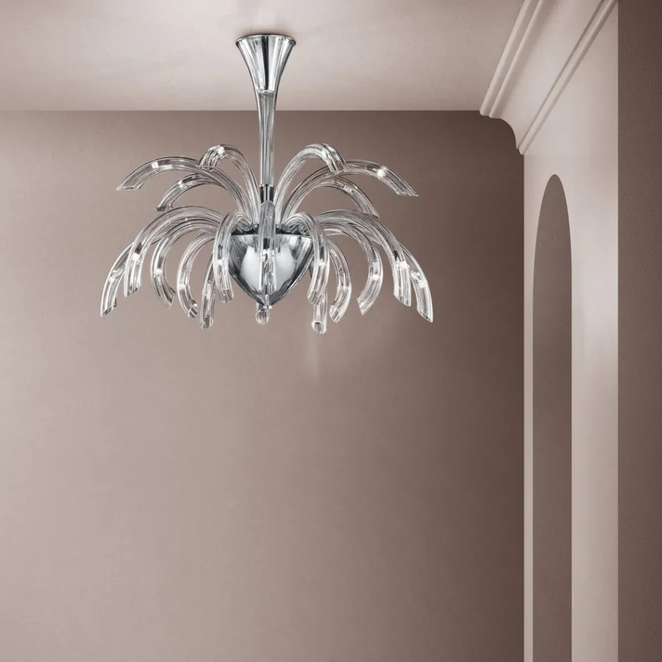 Candelabru 21 de lumini din sticlă și metal Veneția lucrate manual - Jason Viadurini