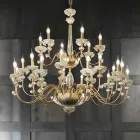 Candelabru clasic cu 24 de lumini din porțelan și sticlă suflată de lux - Eteria Viadurini