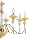 Candelabru clasic cu 24 de lumini din sticlă, cristal și metal de lux - Flandra Viadurini