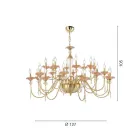 Candelabru clasic cu 24 de lumini din sticlă, cristal și metal de lux - Flandra Viadurini