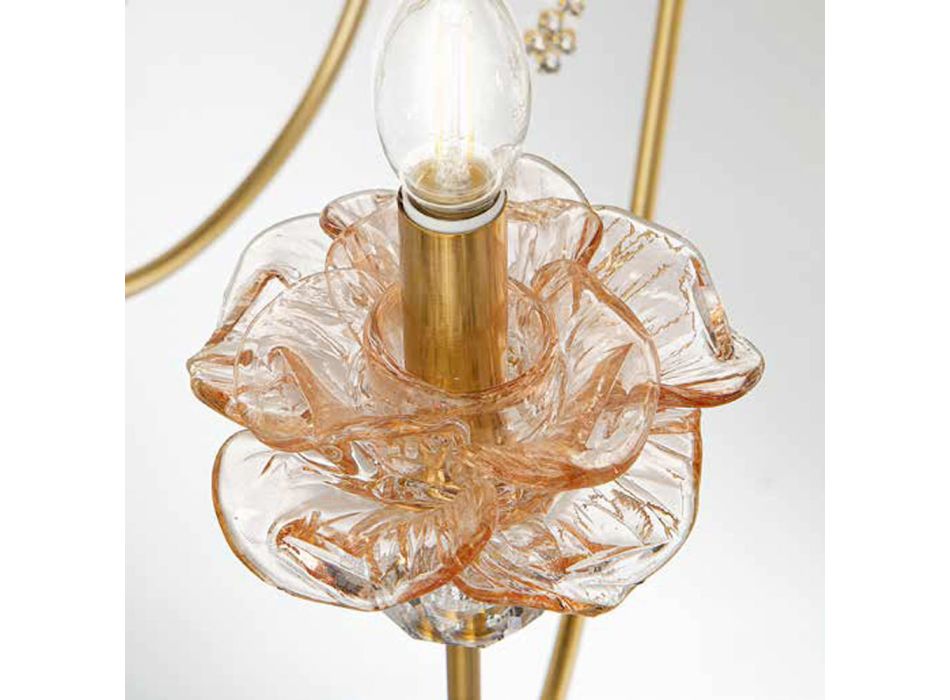 Candelabru clasic cu 24 de lumini din sticlă, cristal și metal de lux - Flandra Viadurini