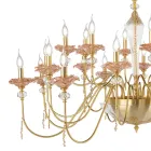 Candelabru clasic cu 24 de lumini din sticlă, cristal și metal de lux - Flandra Viadurini