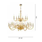 Candelabru clasic cu 24 de lumini din sticlă suflată și detalii de mână - Phaedra Viadurini