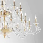 Candelabru cu 24 de lumini din sticla suflata si cristal clasic de lux - Cassea Viadurini