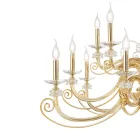 Candelabru cu 24 de lumini din sticla suflata si cristal clasic de lux - Cassea Viadurini