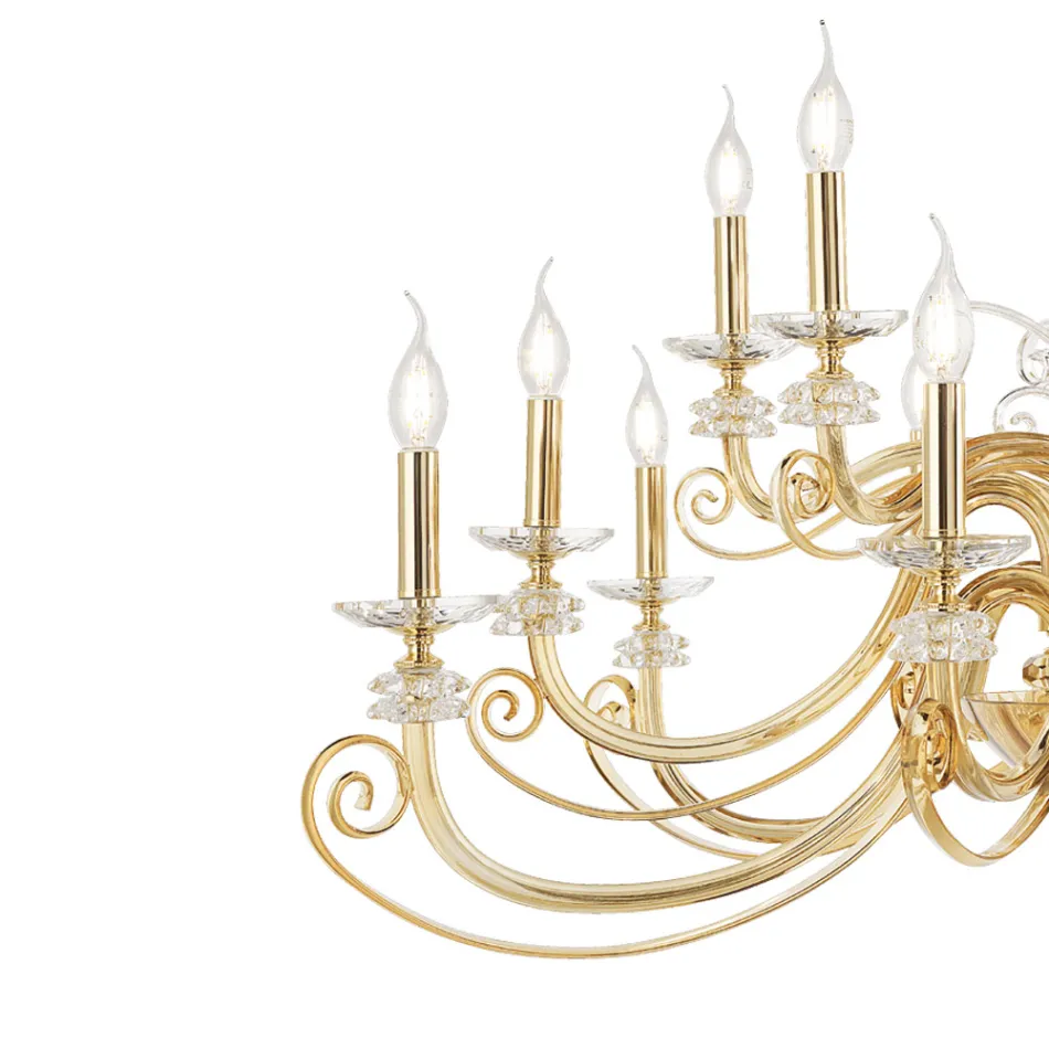 Candelabru cu 24 de lumini din sticla suflata si cristal clasic de lux - Cassea Viadurini