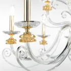 Candelabru cu 24 de lumini din sticla suflata si cristal clasic de lux - Cassea Viadurini