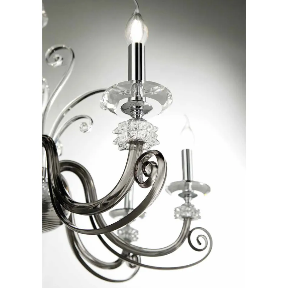 Candelabru cu 24 de lumini din sticla suflata si cristal clasic de lux - Cassea Viadurini