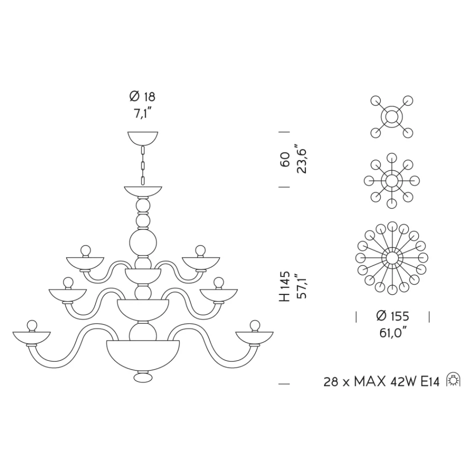 Candelabru realizat manual 28 de lumini din sticla venetiana albastra si metal - Foscarino Viadurini