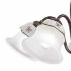 Candelabru cu 3 sau 5 lumini din fier, ceramica pictata manual si sticla - Ferrara Viadurini