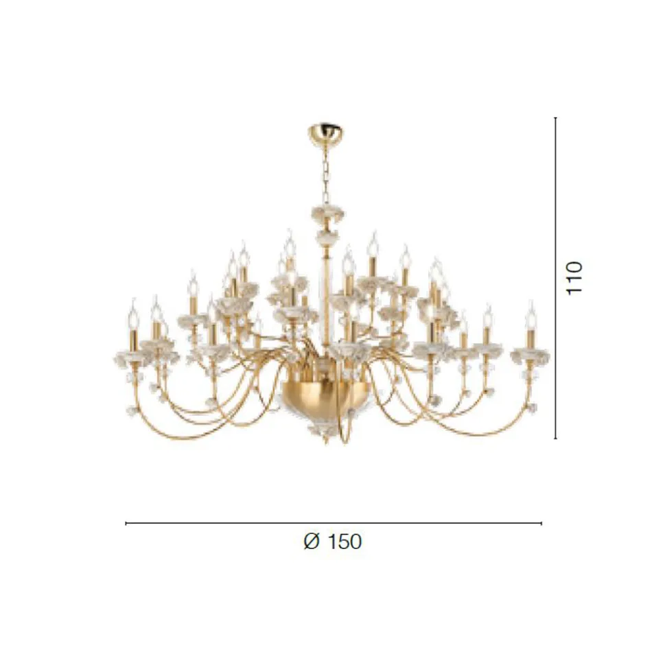 Candelabru clasic cu 30 de lumini din porțelan și sticlă suflată de lux - Eteria Viadurini