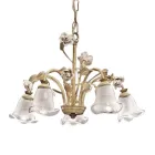 Candelabru cu 5 Lumini din Fier si Sticla sablata cu Trandafiri din Ceramica - Siena Viadurini