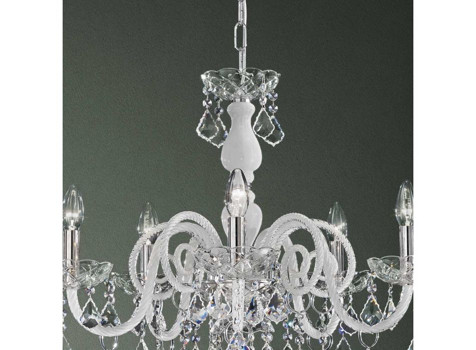 Candelabru cu 5 lumini din sticla venetiana si metal clasic - stil florentin Viadurini