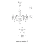 Candelabru cu 5 lumini din sticla venetiana si metal clasic - stil florentin Viadurini
