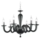 Candelabru clasic cu 6 lumini din sticla transparenta italiana lucrata manual - Rapallo Viadurini