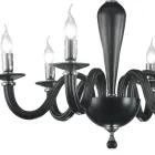 Candelabru clasic cu 6 lumini din sticla transparenta italiana lucrata manual - Rapallo Viadurini