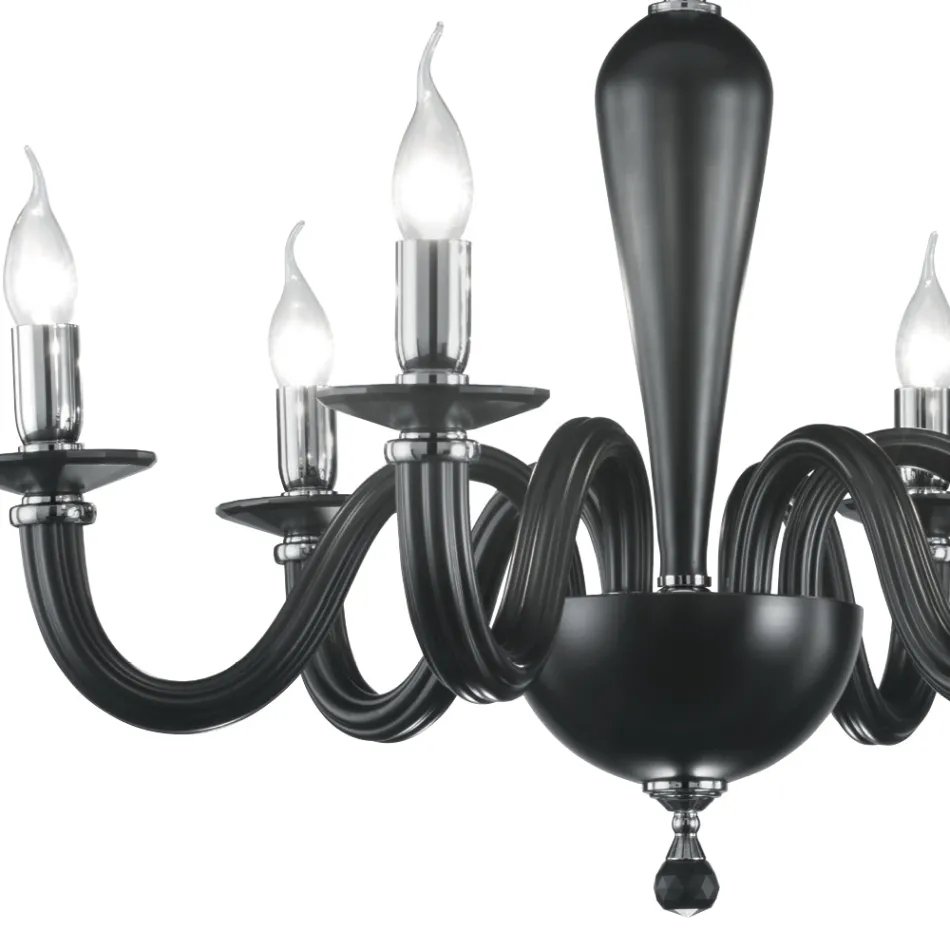 Candelabru clasic cu 6 lumini din sticla transparenta italiana lucrata manual - Rapallo Viadurini
