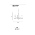 Candelabru clasic cu 6 lumini din sticla transparenta italiana lucrata manual - Rapallo Viadurini