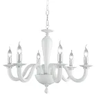 Candelabru clasic cu 6 lumini din sticla transparenta italiana lucrata manual - Rapallo Viadurini