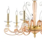 Candelabru cu 6 lumini din sticla suflata si cristal clasic de lux - Cassea Viadurini