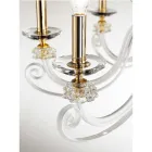 Candelabru cu 6 lumini din sticla suflata si cristal clasic de lux - Cassea Viadurini
