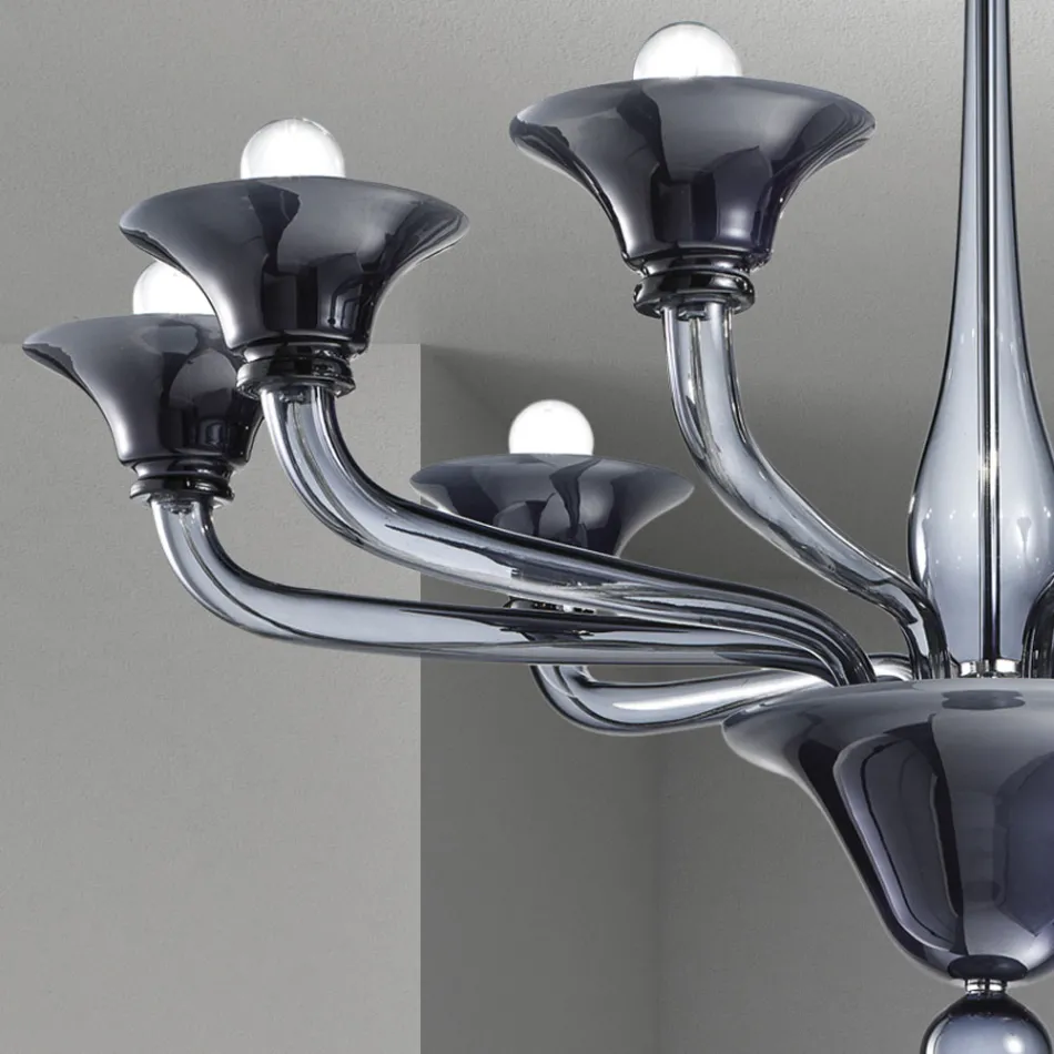 Candelabru din sticla venetiana 8 lumini Made in Italy - Ismail Viadurini