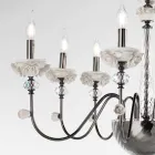 Candelabru clasic cu 8 lumini din porțelan și sticlă suflată de lux - Eteria Viadurini