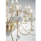 Candelabru clasic cu 8 lumini din porțelan și sticlă suflată de lux - Eteria Viadurini