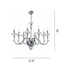 Candelabru clasic cu 8 lumini din porțelan și sticlă suflată de lux - Eteria Viadurini