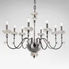 Candelabru clasic cu 8 lumini din porțelan și sticlă suflată de lux - Eteria Viadurini