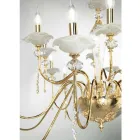 Candelabru clasic cu 8 lumini din sticlă, cristal și metal de lux - Flandra Viadurini