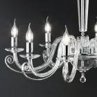 Candelabru clasic cu 8 lumini din sticla si cristal italiana lucrate manual - Malaezia Viadurini