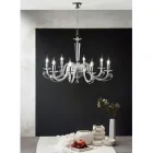 Candelabru clasic cu 8 lumini din sticla si cristal italiana lucrate manual - Malaezia Viadurini