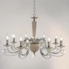 Candelabru clasic cu 8 lumini din sticla si cristal italiana lucrate manual - Malaezia Viadurini