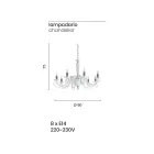 Candelabru clasic cu 8 lumini din sticla si cristal italiana lucrate manual - Malaezia Viadurini