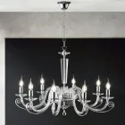 Candelabru clasic cu 8 lumini din sticla si cristal italiana lucrate manual - Malaezia Viadurini