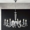 Candelabru clasic cu 8 lumini din sticla si cristal italiana lucrate manual - Malaezia