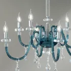 Candelabru 8 Lumini Sticla Italiana Clasic Artizanat Teal - Similo Viadurini