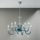 Candelabru 8 Lumini Sticla Italiana Clasic Artizanat Teal - Similo Viadurini