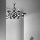 Candelabru cu 8 lumini din sticla si metal Venetia Made in Italy - Foscarino Viadurini
