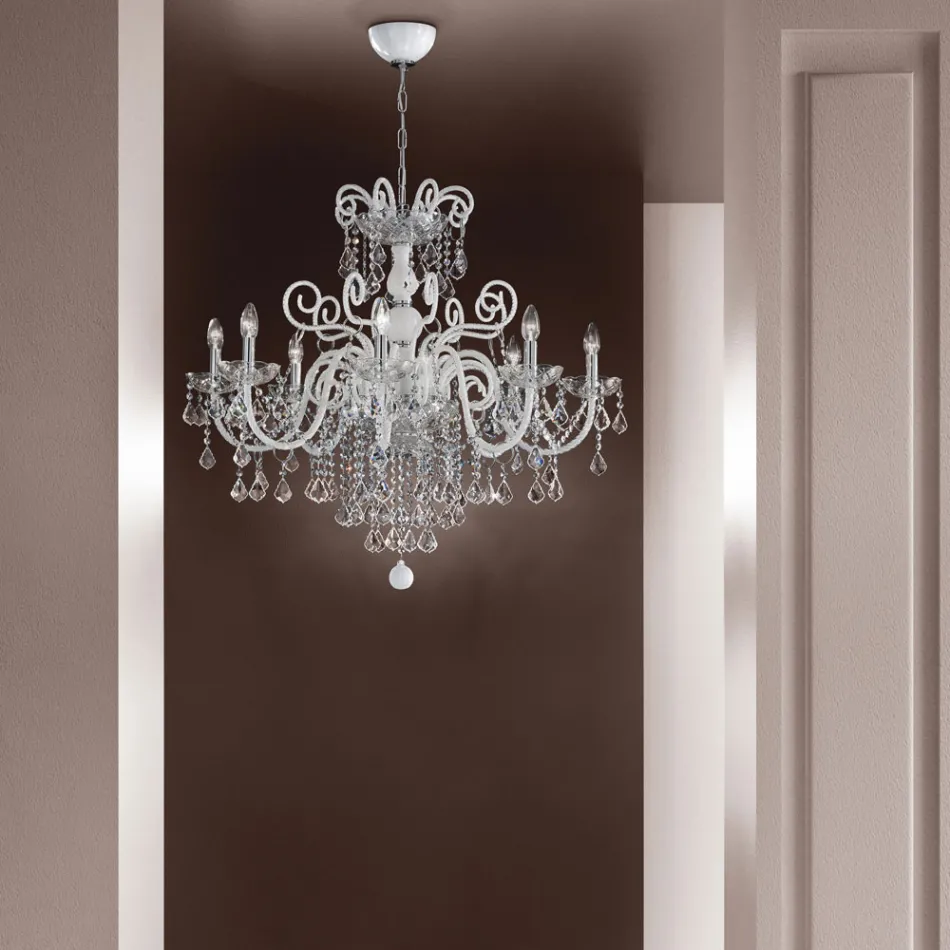 Candelabru cu 8 lumini din sticla venetiana Made in Italy Clasic - Florentin Viadurini