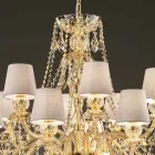 Candelabru cu 16 lumini realizat manual în sticlă de la Veneția, fabricat în Italia - Milagros Viadurini